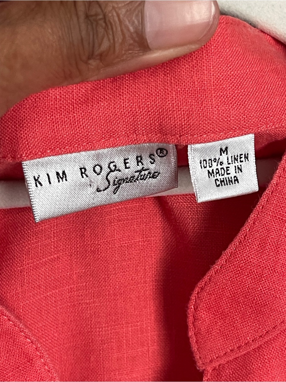 KIM ROGERS Coral 100% Linen Sleeveless Button-Front Shirt Sz M - Picture 7 of 8